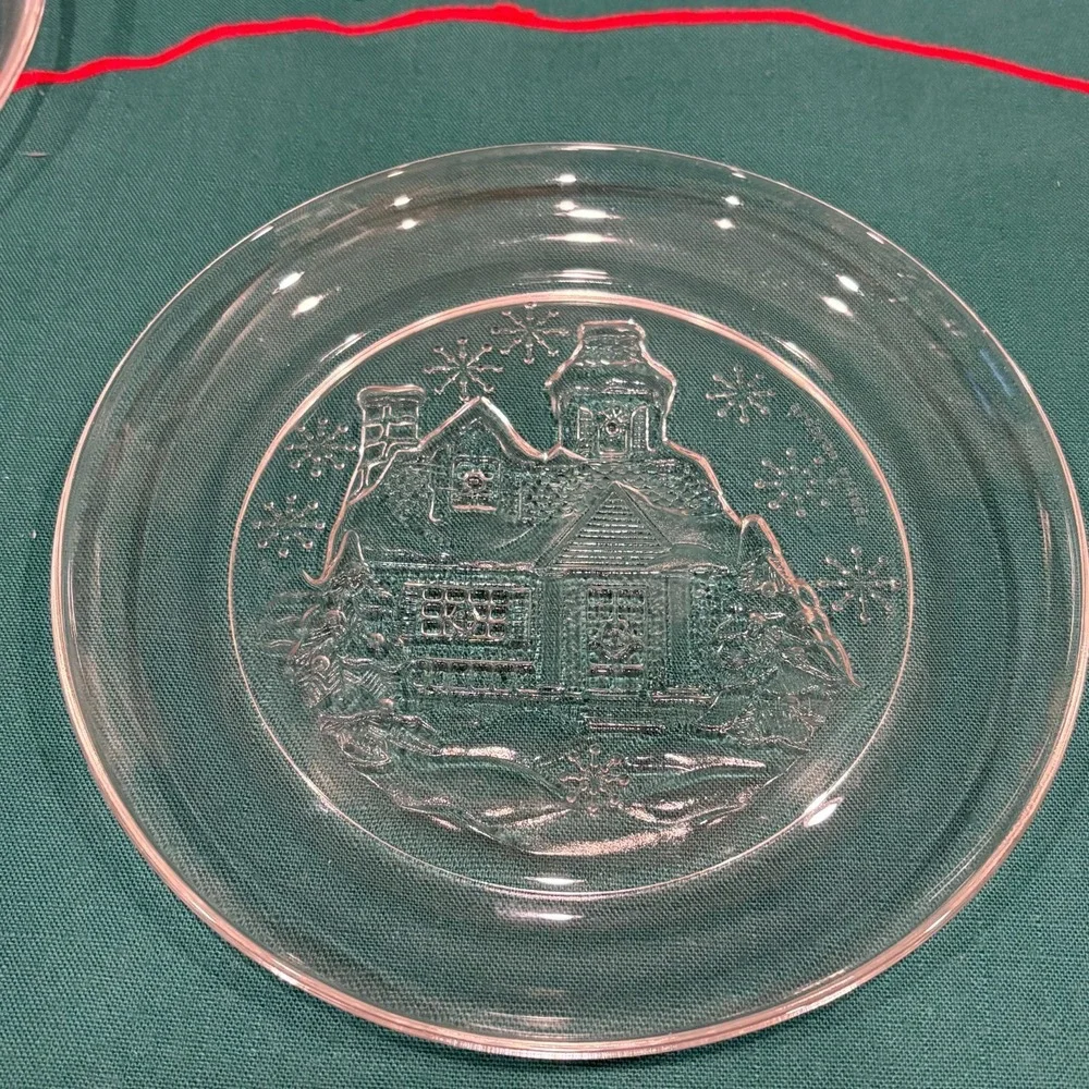 VTG 4-Arcoroc France Chalet Snow Cabin Clear Glass‎ 7.5